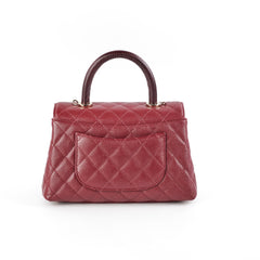Chanel Small Coco Handle Caviar Burgundy Lizard Embossed