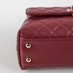 Chanel Small Coco Handle Caviar Burgundy Lizard Embossed