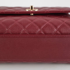 Chanel Small Coco Handle Caviar Burgundy Lizard Embossed