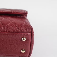 Chanel Small Coco Handle Caviar Burgundy Lizard Embossed
