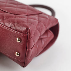 Chanel Small Coco Handle Caviar Burgundy Lizard Embossed