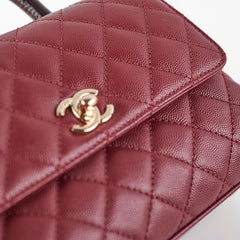 Chanel Small Coco Handle Caviar Burgundy Lizard Embossed
