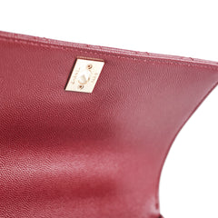 Chanel Small Coco Handle Caviar Burgundy Lizard Embossed