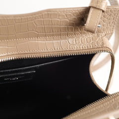 Saint Laurent Uptown Croc Embossed Tote Small Taupe