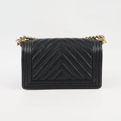 Chanel Old Medium Boy Chevron Caviar Black