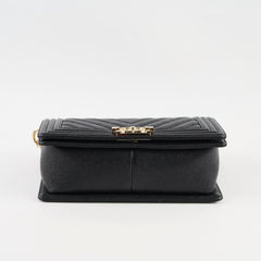 Chanel Old Medium Boy Chevron Caviar Black