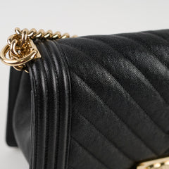 Chanel Old Medium Boy Chevron Caviar Black