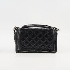 Chanel Old Medium Leboy Top Handle Shiny Calfskin Black
