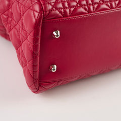 Dior Cannage Soft Leather Tote Ruby Red