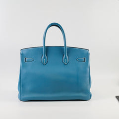Hermes Birkin 35 Bleu Jeans Clemence - J Square Stamp