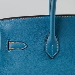 Hermes Birkin 35 Bleu Jeans Clemence - J Square Stamp