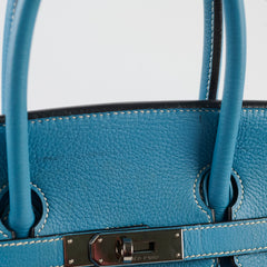 Hermes Birkin 35 Bleu Jeans Clemence - J Square Stamp