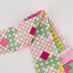 Hermes Collier De Cheins Remix Rose, Vert, Jaune Silk Twilly