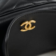Chanel Chevron Quilted Top Handle Bucket Bag Black