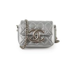 Chanel Silver Giant CC Mini Flap (microchip)