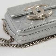 Chanel Silver Giant CC Mini Flap (microchip)