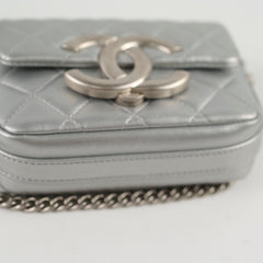 Chanel Silver Giant CC Mini Flap (microchip)