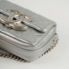 Chanel Silver Giant CC Mini Flap (microchip)