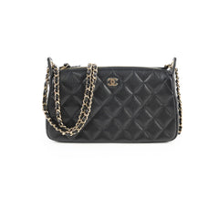 Chanel 25A Zip Clutch with Chain Caviar Black