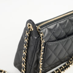 Chanel 25A Zip Clutch with Chain Caviar Black