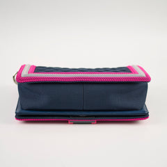 Chanel Medium Flou Canvas Boy Bag Navy/Pink/ Grey