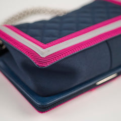 Chanel Medium Flou Canvas Boy Bag Navy/Pink/ Grey