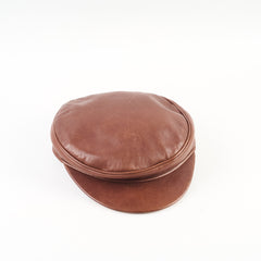Hermes Saint Honore Leather Beret 58 Brown Size S