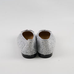 Chanel Grey Tweed Ballet Flats Shoes Size 38