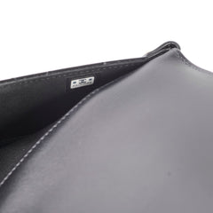 Chanel Large Black Patent Metal Frame Clutch (microchip)
