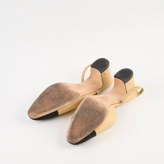 Chanel Two Tone Slingback Heels Beige Shoes Size 37.5