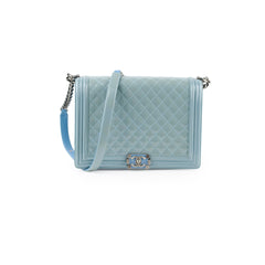 Chanel Large Patent Boy Bag Light Blue