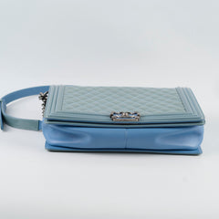 Chanel Large Patent Boy Bag Light Blue