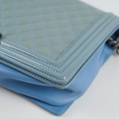 Chanel Large Patent Boy Bag Light Blue