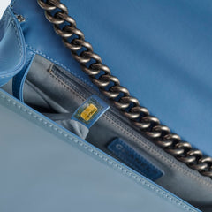 Chanel Large Patent Boy Bag Light Blue