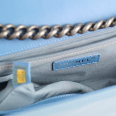 Chanel Large Patent Boy Bag Light Blue