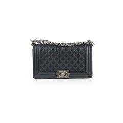 Chanel Old Medium Classic Flap Black Caviar Ruthenium HW (microchip)