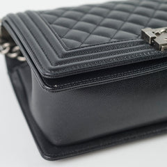 Chanel Old Medium Classic Flap Black Caviar Ruthenium HW (microchip)