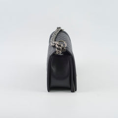 Chanel Old Medium Classic Flap Black Caviar Ruthenium HW (microchip)