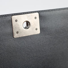 Chanel Old Medium Classic Flap Black Caviar Ruthenium HW (microchip)