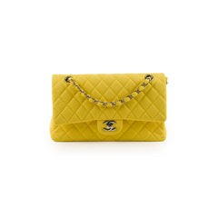 Chanel Medium/Large Double Classic Flap Yellow Jersey