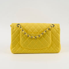 Chanel Medium/Large Double Classic Flap Yellow Jersey