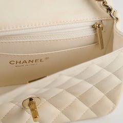 Chanel Mini Rectangular Cream Lambskin Crossbody- Microchipped