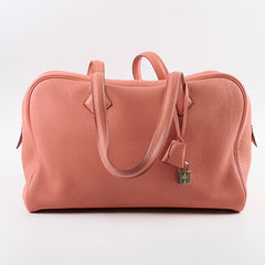Hermes Victoria Bag 35 Clemence Pink Square Q 2013
