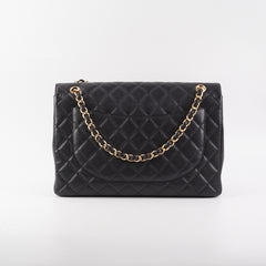 Chanel  Maxi single Flap Quilted Caviar Black