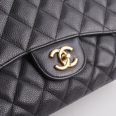 Chanel  Maxi single Flap Quilted Caviar Black