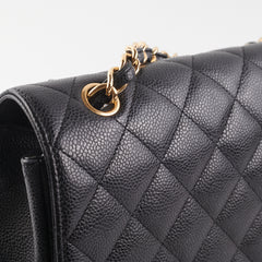 Chanel  Maxi single Flap Quilted Caviar Black