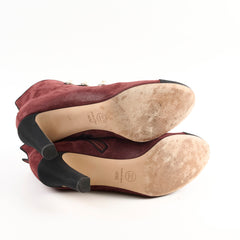 Chanel Heel Boots Suede Size 40.5