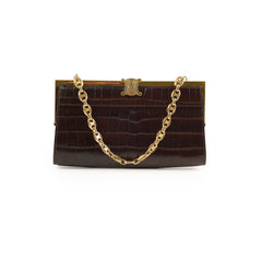 Celine Vintage Triomphe Shoulder Bag Brown
