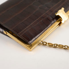 Celine Vintage Triomphe Shoulder Bag Brown