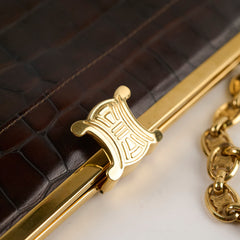 Celine Vintage Triomphe Shoulder Bag Brown